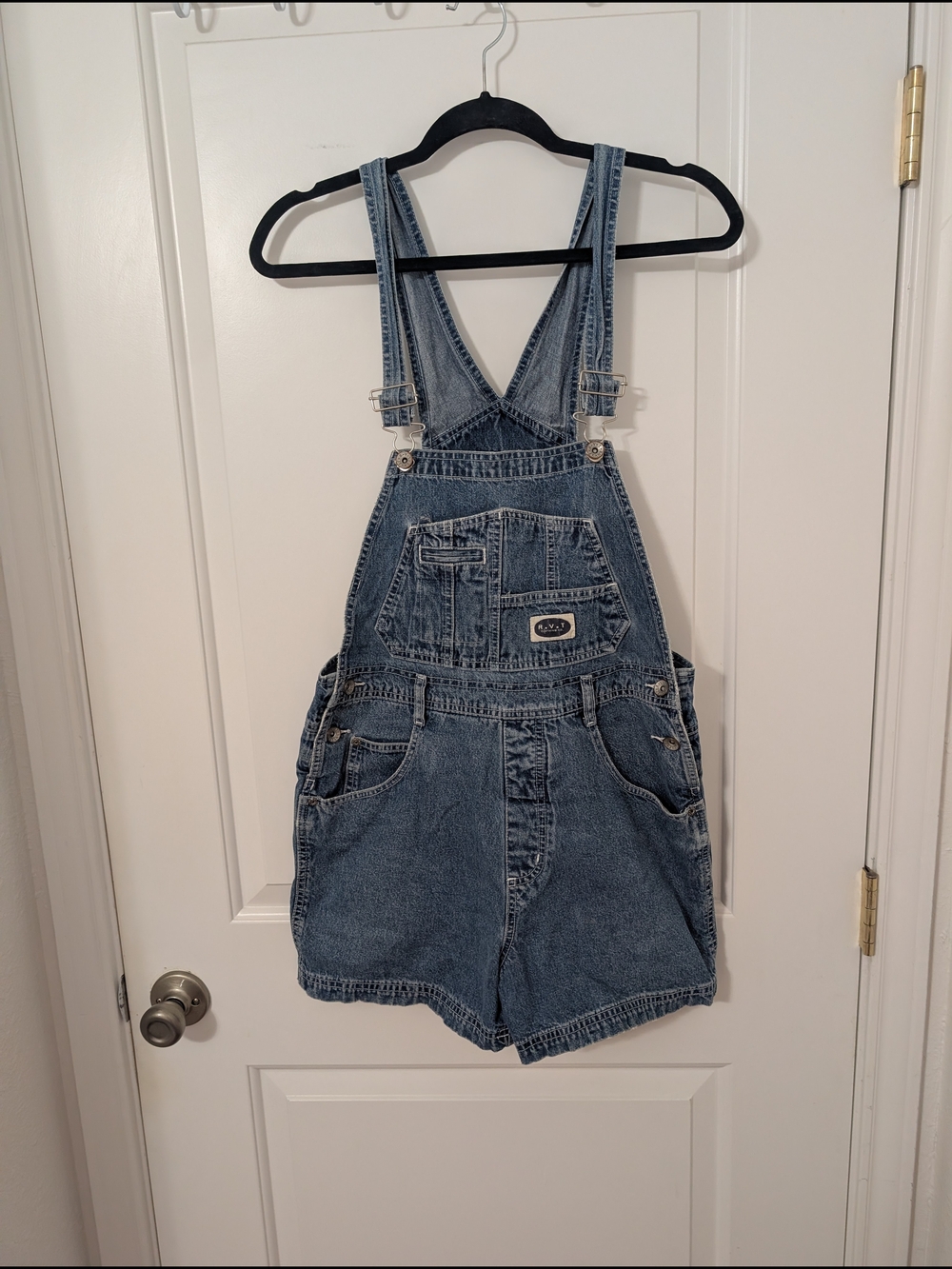 Vintage RVT Denim Short Overalls Size Medium